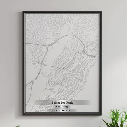 ROAD MAP OF PALISADES PARK, NEW JERSEY BY MAPBAKES