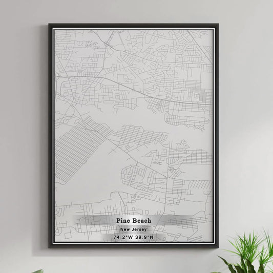 ROAD MAP OF PINE BEACH, NEW JERSEY BY MAPBAKES