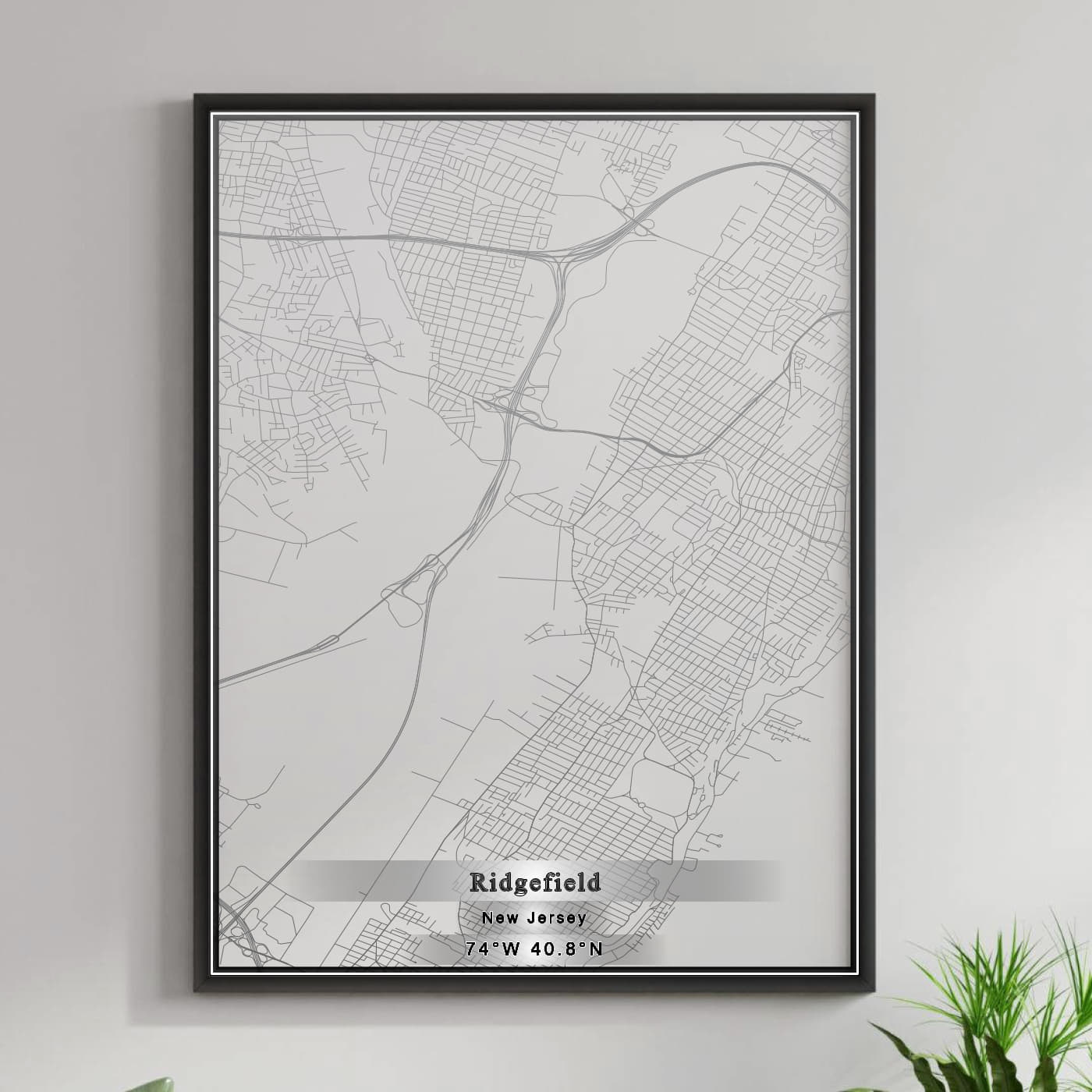 ROAD MAP OF RIDGEFIELD, NEW JERSEY BY MAPBAKES