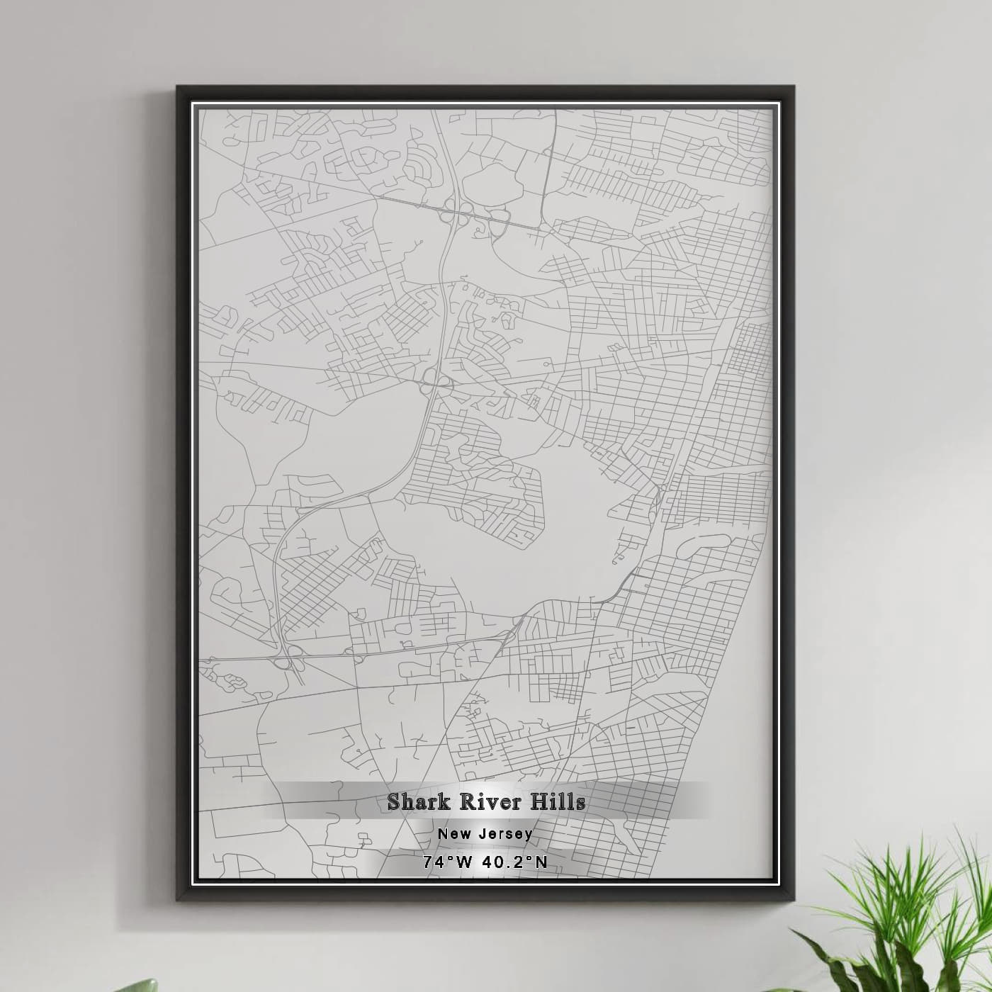 ROAD MAP OF SHARK RIVER HILLS, NEW JERSEY BY MAPBAKES