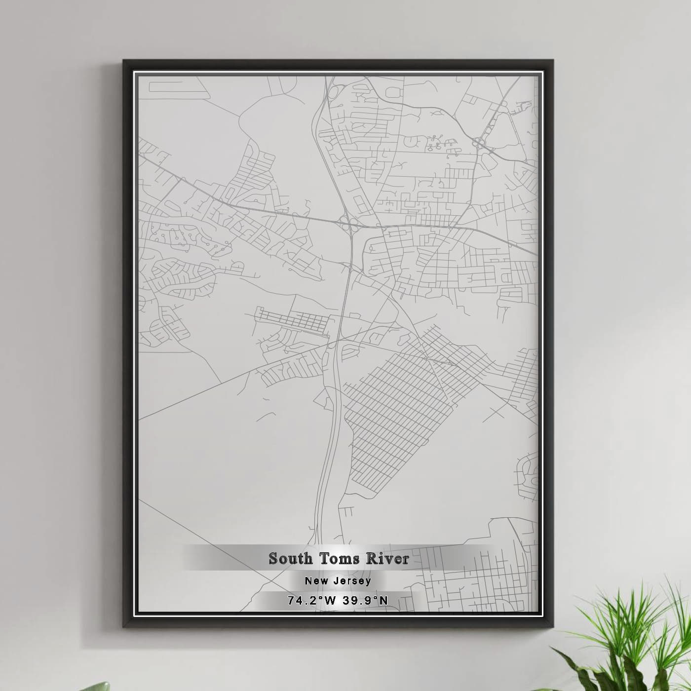 ROAD MAP OF SOUTH TOMS RIVER, NEW JERSEY BY MAPBAKES