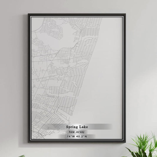 ROAD MAP OF SPRING LAKE, NEW JERSEY BY MAPBAKES