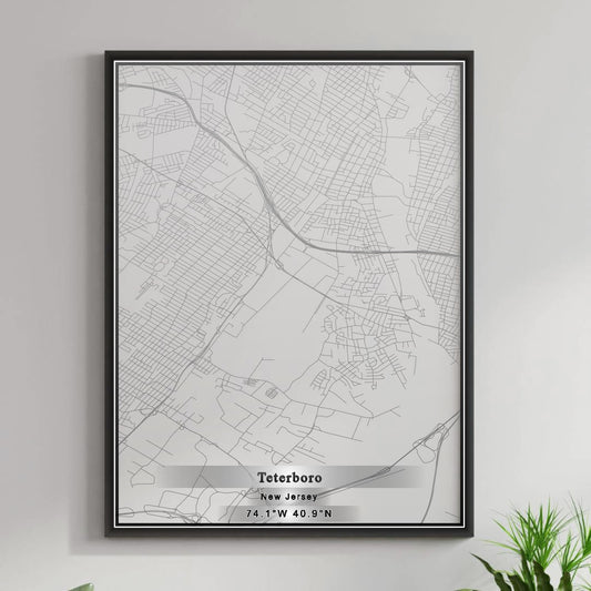 ROAD MAP OF TETERBORO, NEW JERSEY BY MAPBAKES