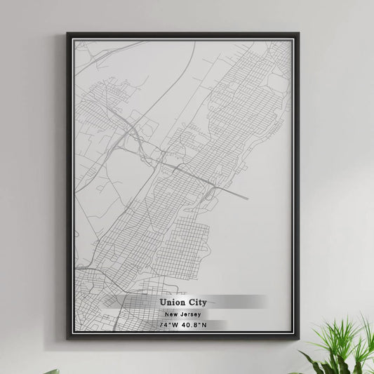 ROAD MAP OF UNION CITY, NEW JERSEY BY MAPBAKES