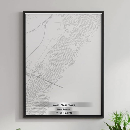 ROAD MAP OF WEST NEW YORK, NEW JERSEY BY MAPBAKES