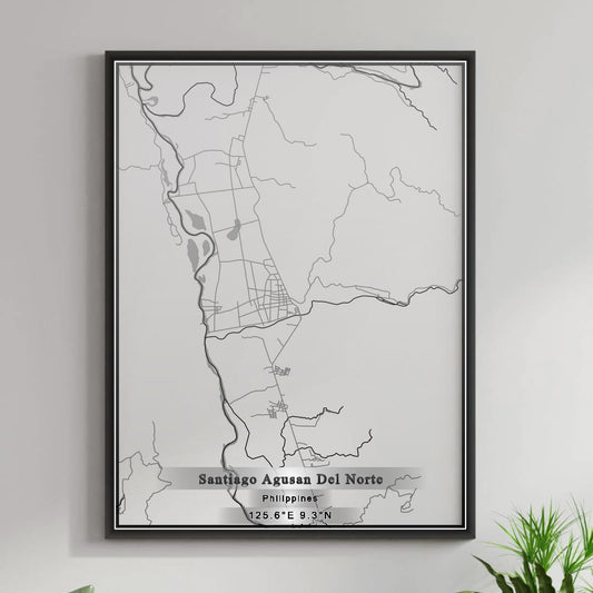 ROAD MAP OF SANTIAGO AGUSAN DEL NORTE, PHILIPPINES BY MAPBAKES