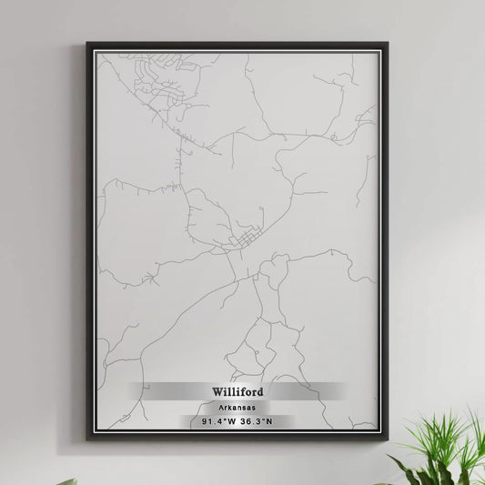 ROAD MAP OF WILLIFORD, ARKANSAS BY MAPBAKES