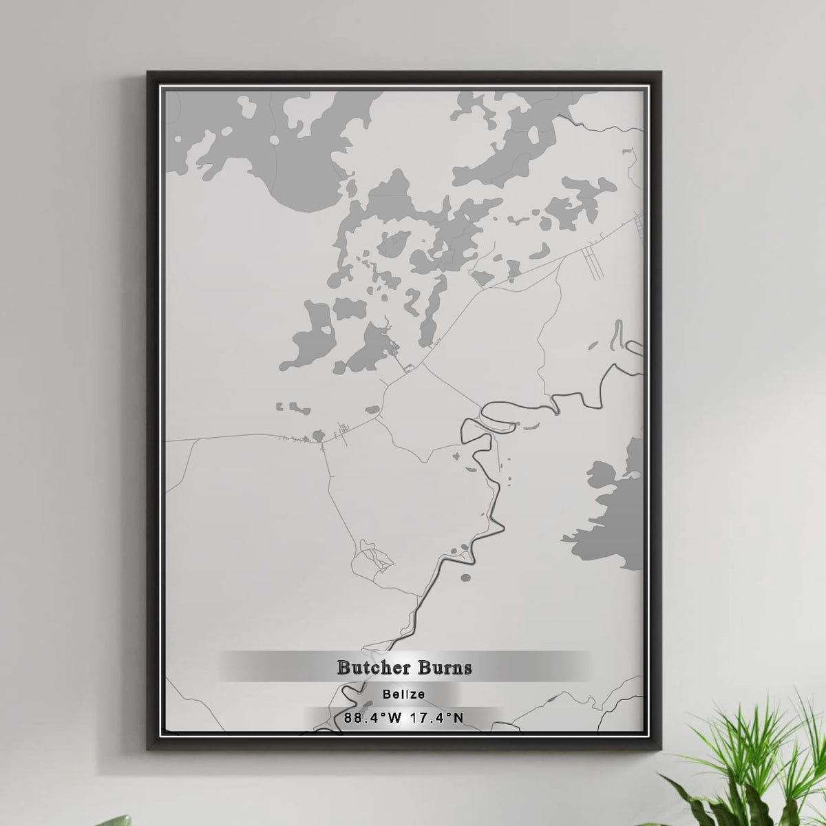 ROAD MAP OF BUTCHER BURNS, BELIZE BY MAPBAKES