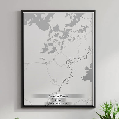 ROAD MAP OF BUTCHER BURNS, BELIZE BY MAPBAKES