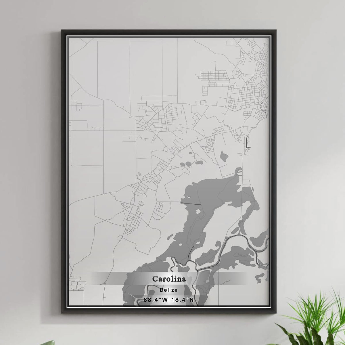 ROAD MAP OF CAROLINA, BELIZE BY MAPBAKES