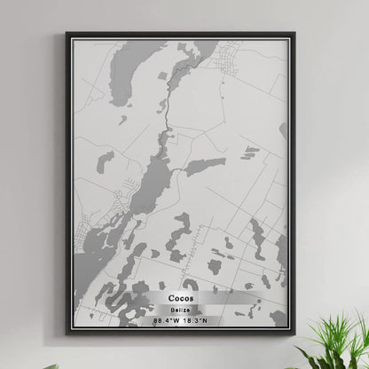 ROAD MAP OF COCOS, BELIZE BY MAPBAKES