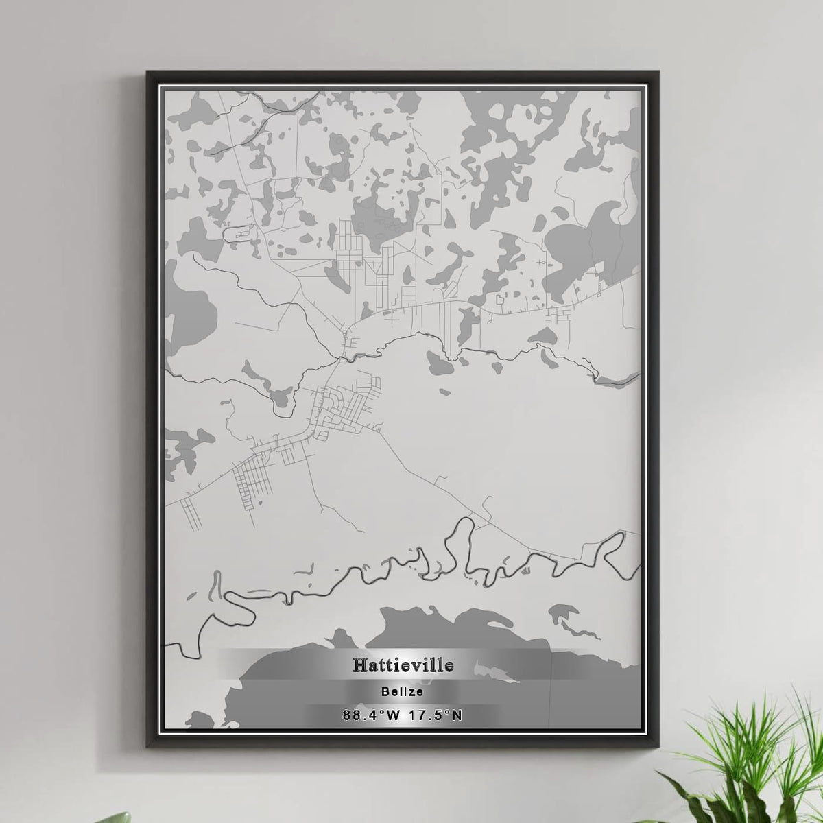 ROAD MAP OF HATTIEVILLE, BELIZE BY MAPBAKES