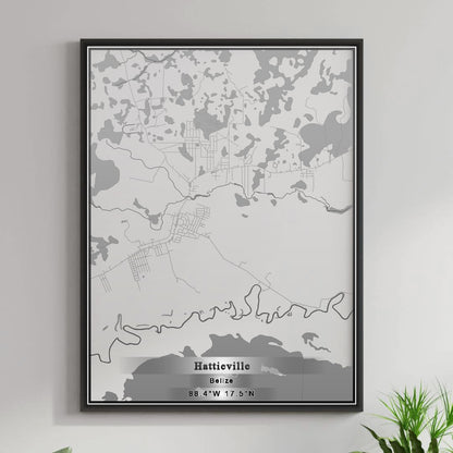 ROAD MAP OF HATTIEVILLE, BELIZE BY MAPBAKES
