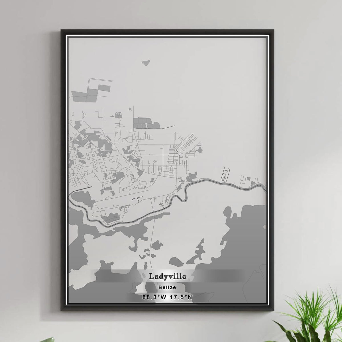 ROAD MAP OF LADYVILLE, BELIZE BY MAPBAKES