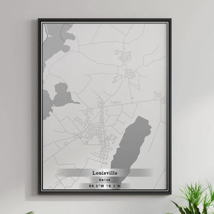 ROAD MAP OF LOUISVILLE, BELIZE BY MAPBAKES