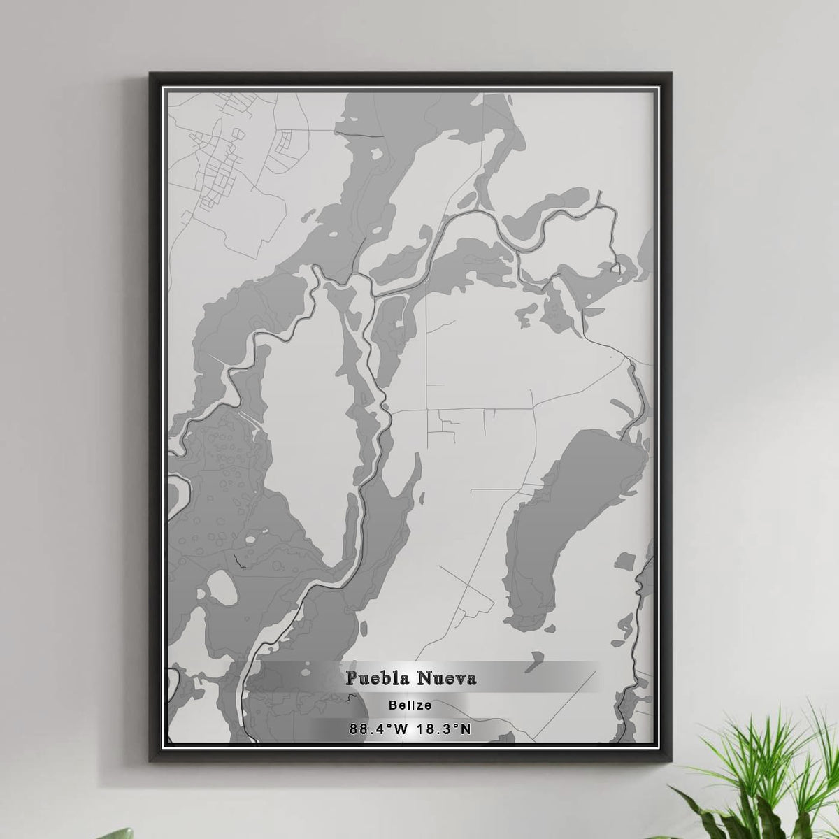 ROAD MAP OF PUEBLA NUEVA, BELIZE BY MAPBAKES