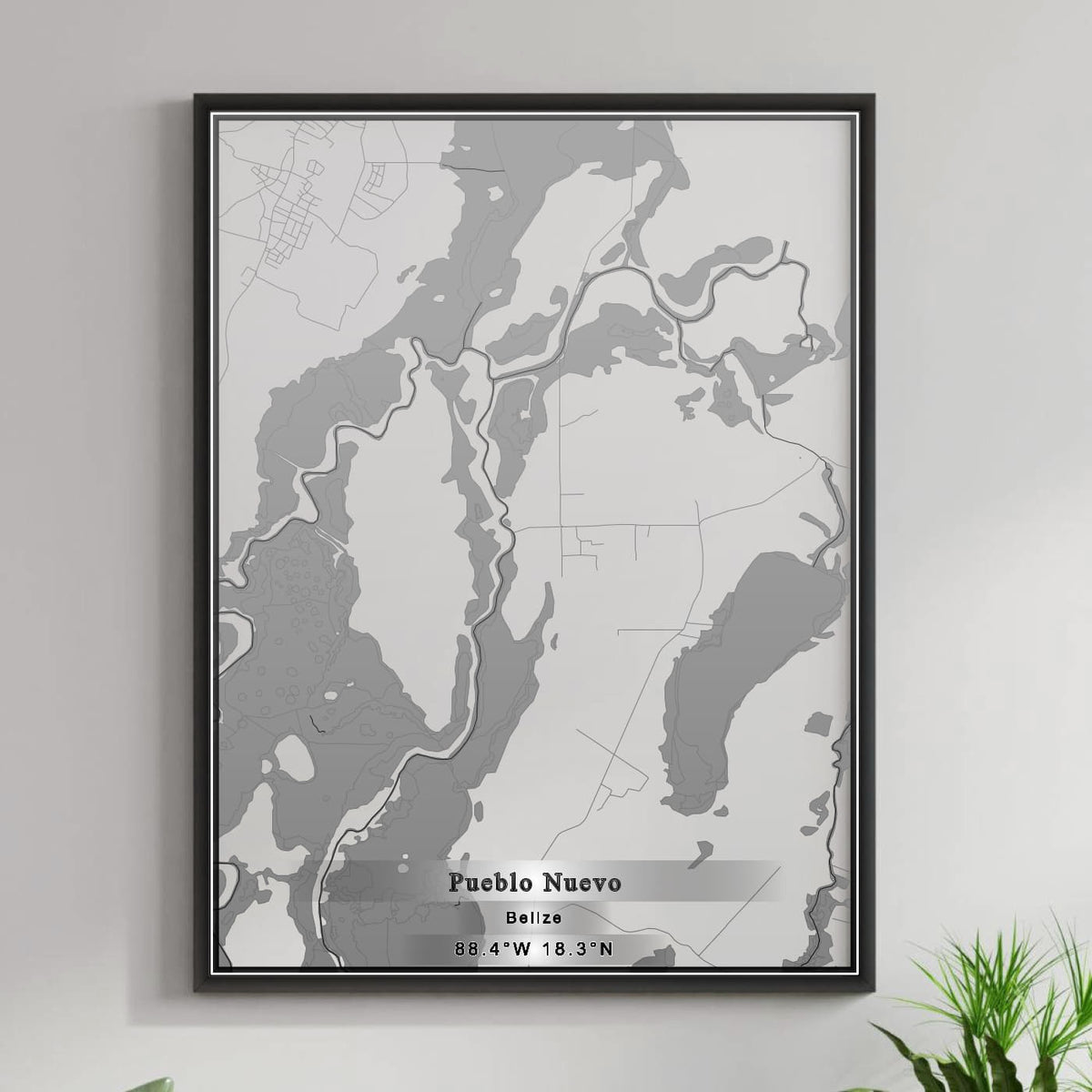 ROAD MAP OF PUEBLO NUEVO, BELIZE BY MAPBAKES