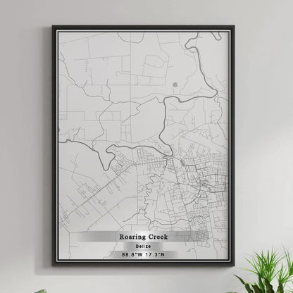ROAD MAP OF ROARING CREEK, BELIZE BY MAPBAKES