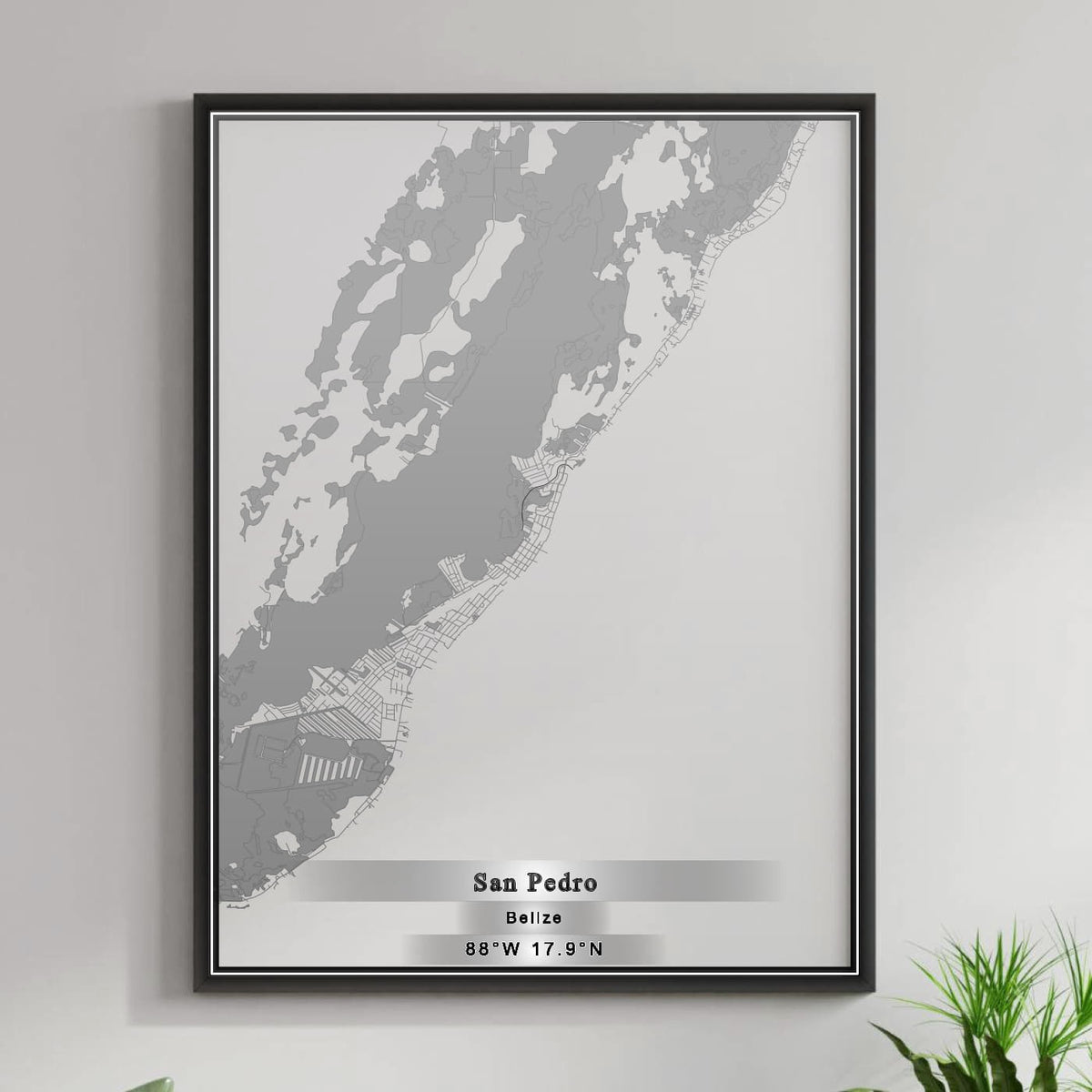 ROAD MAP OF SAN PEDRO, BELIZE BY MAPBAKES