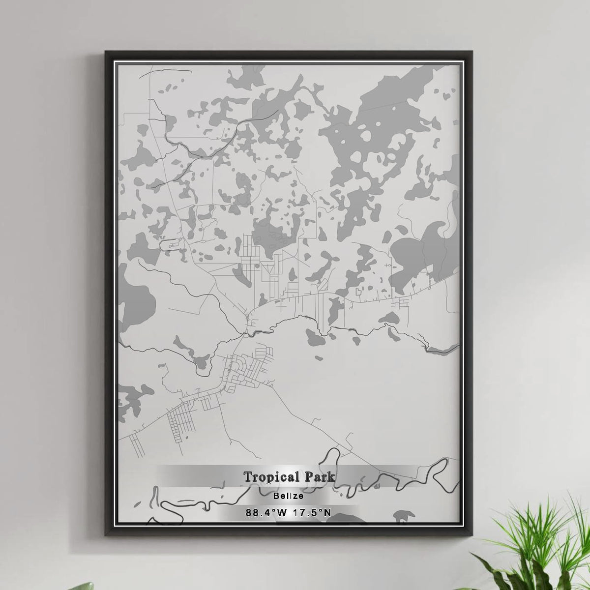 ROAD MAP OF TROPICAL PARK, BELIZE BY MAPBAKES