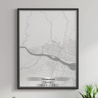 ROAD MAP OF VILLAMONTES, BOLIVIA BY MAPBAKES