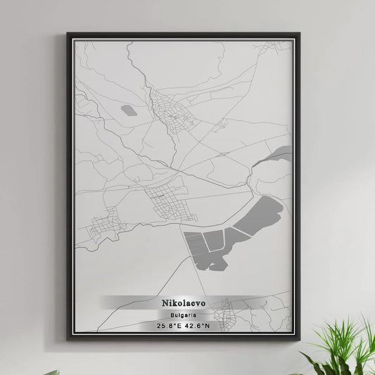 ROAD MAP OF NIKOLAEVO, BULGARIA BY MAPBAKES