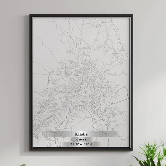 ROAD MAP OF KINDIA, GUINEA BY MAPBAKES