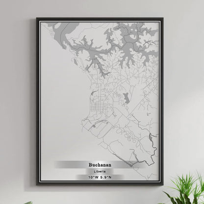 ROAD MAP OF BUCHANAN, LIBERIA BY MAPBAKES