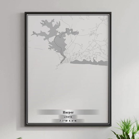 ROAD MAP OF HARPER, LIBERIA BY MAPBAKES
