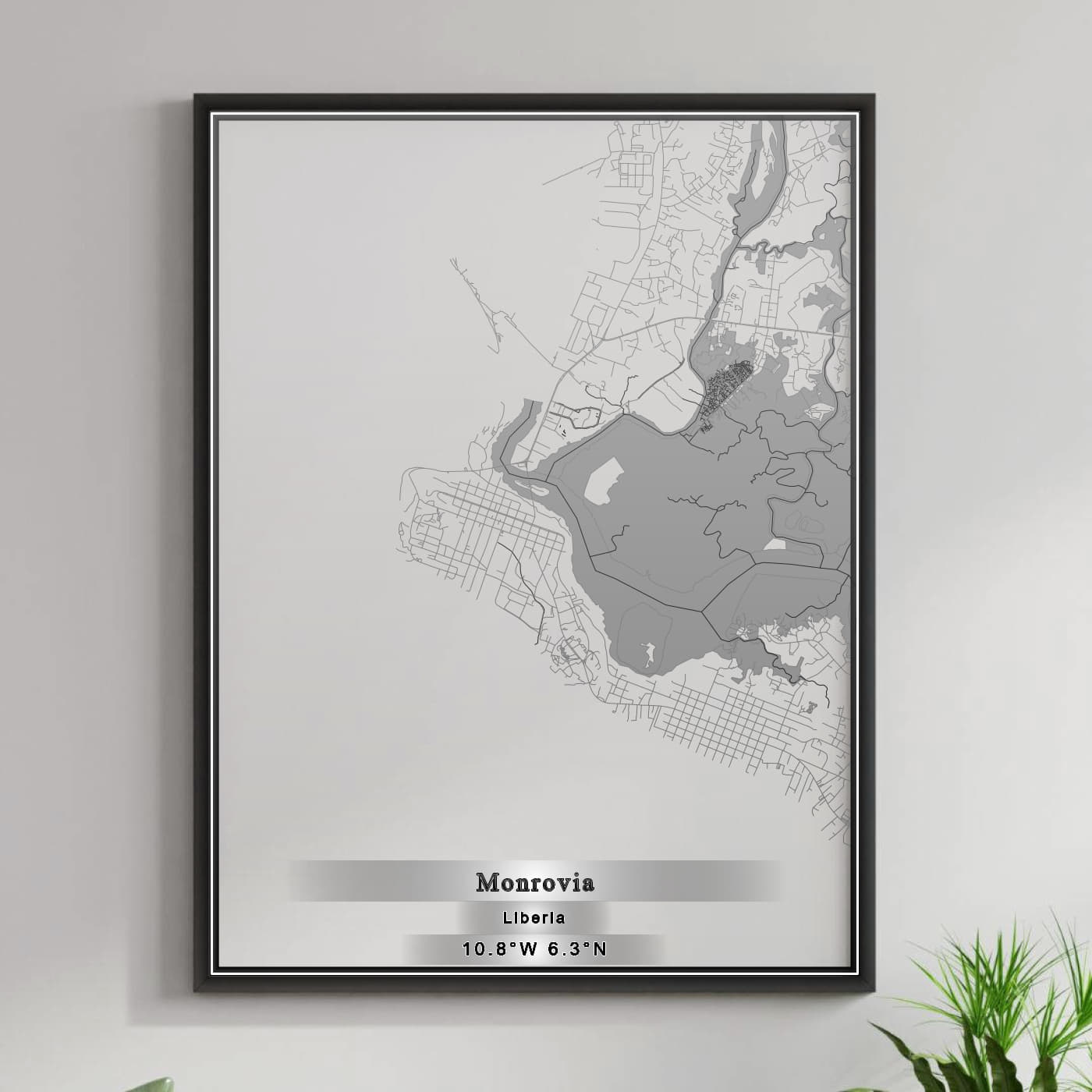 ROAD MAP OF MONROVIA, LIBERIA BY MAPBAKES