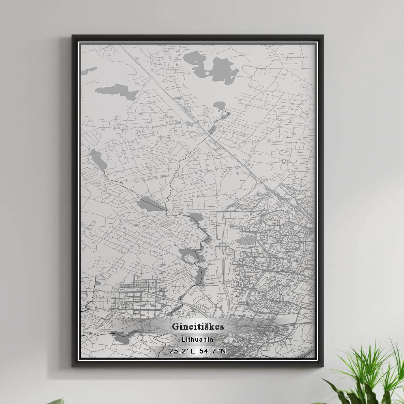 ROAD MAP OF GINEITIŠKES, LITHUANIA BY MAPBAKES