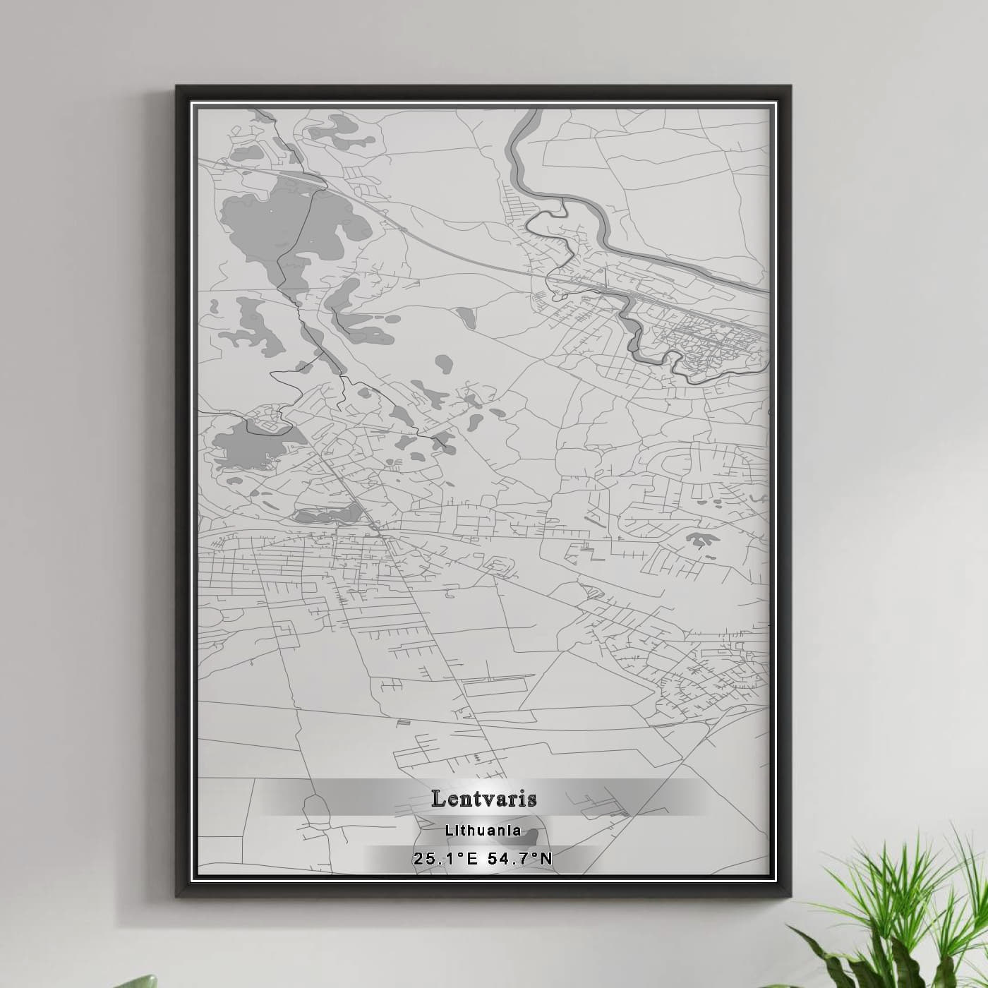 ROAD MAP OF LENTVARIS, LITHUANIA BY MAPBAKES