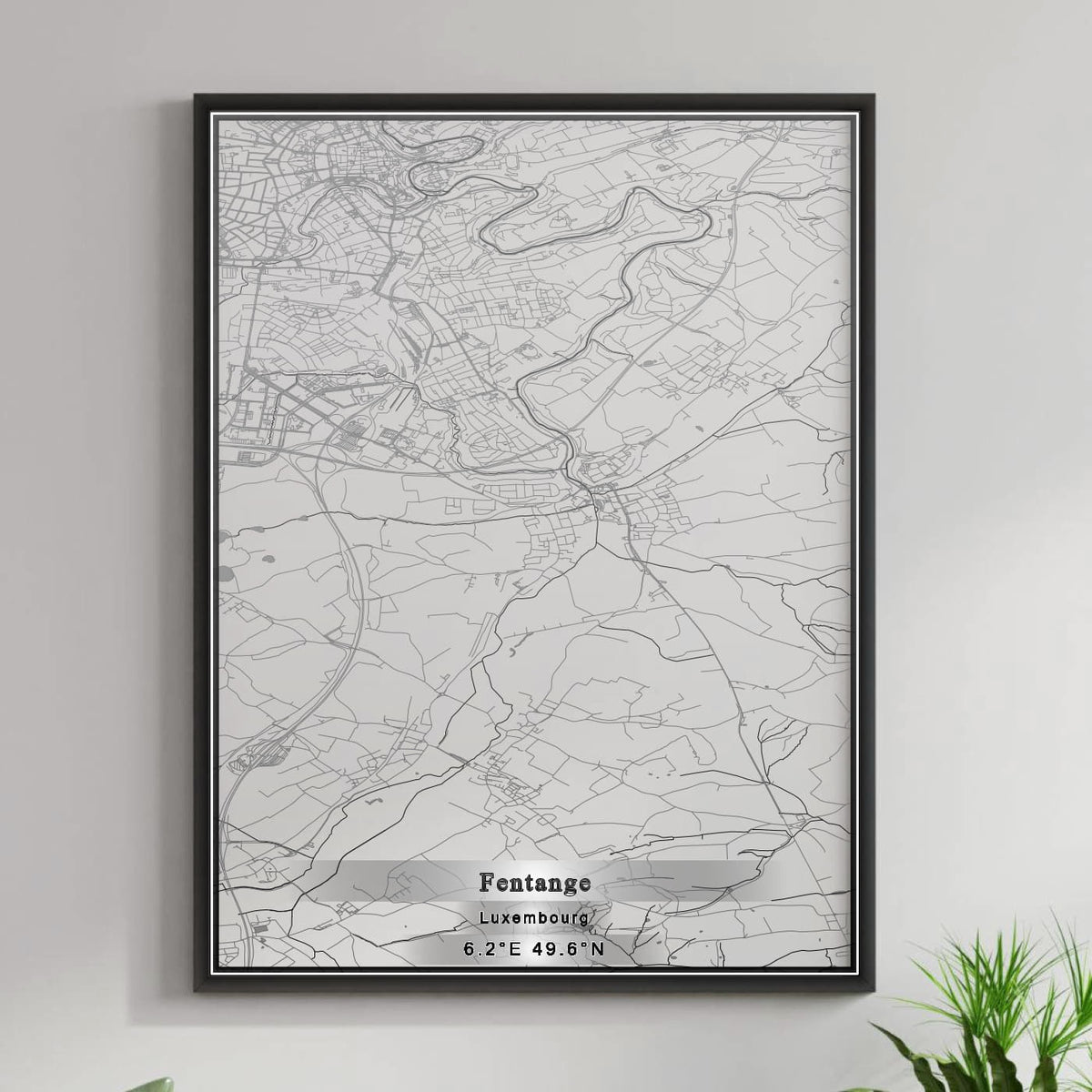 ROAD MAP OF FENTANGE, LUXEMBOURG BY MAPBAKES