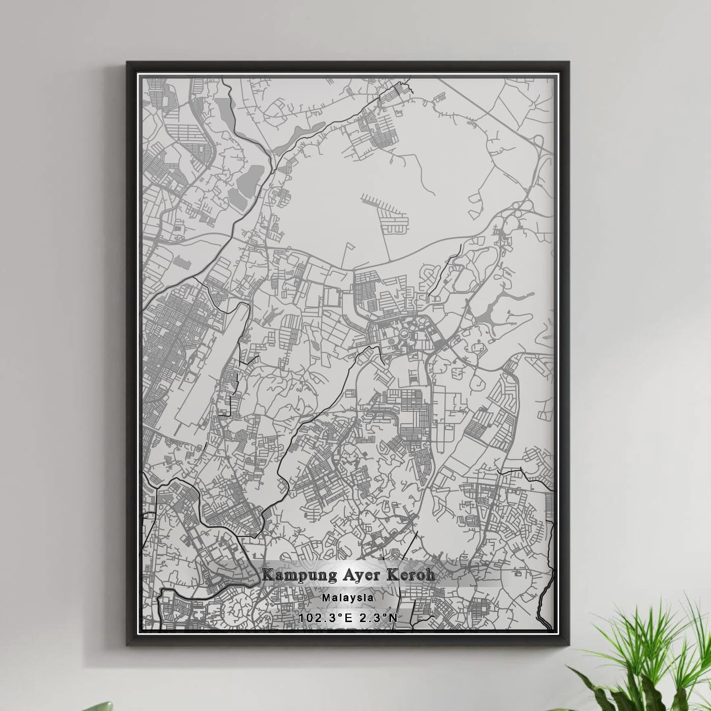 ROAD MAP OF KAMPUNG AYER KEROH, MALAYSIA BY MAPBAKES