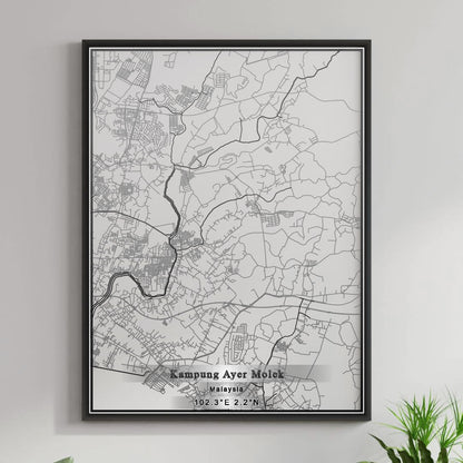 ROAD MAP OF KAMPUNG AYER MOLEK, MALAYSIA BY MAPBAKES