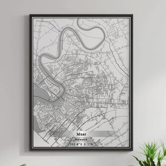 ROAD MAP OF MUAR, MALAYSIA BY MAPBAKES