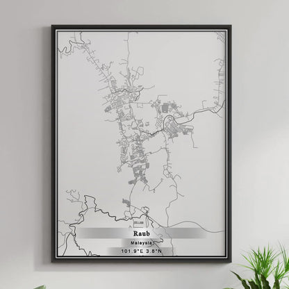 ROAD MAP OF RAUB, MALAYSIA BY MAPBAKES