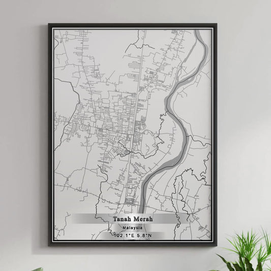 ROAD MAP OF TANAH MERAH, MALAYSIA BY MAPBAKES