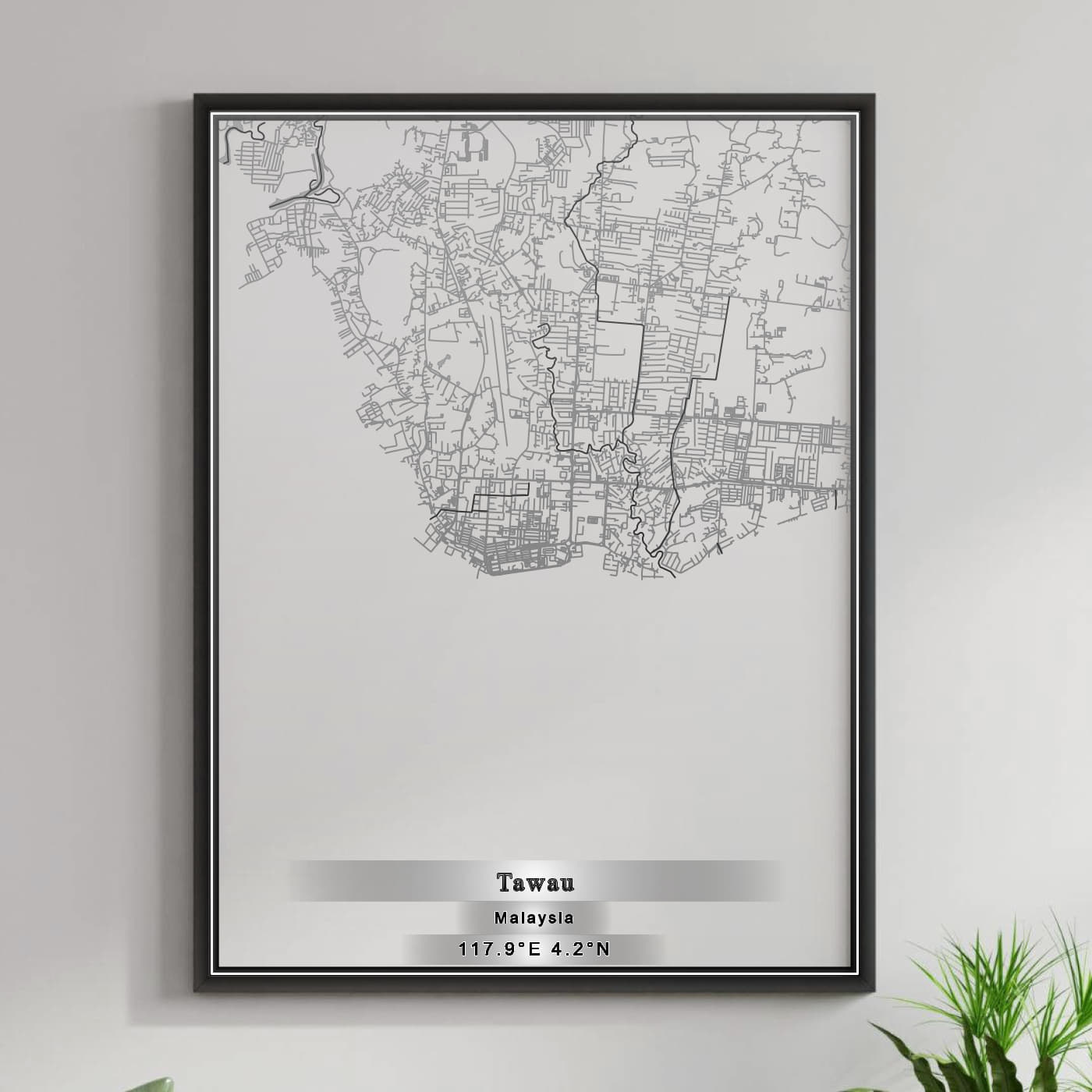 ROAD MAP OF TAWAU, MALAYSIA BY MAPBAKES