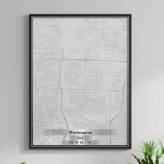 ROAD MAP OF WORTHINGTON, OHIO BY MAPBAKES