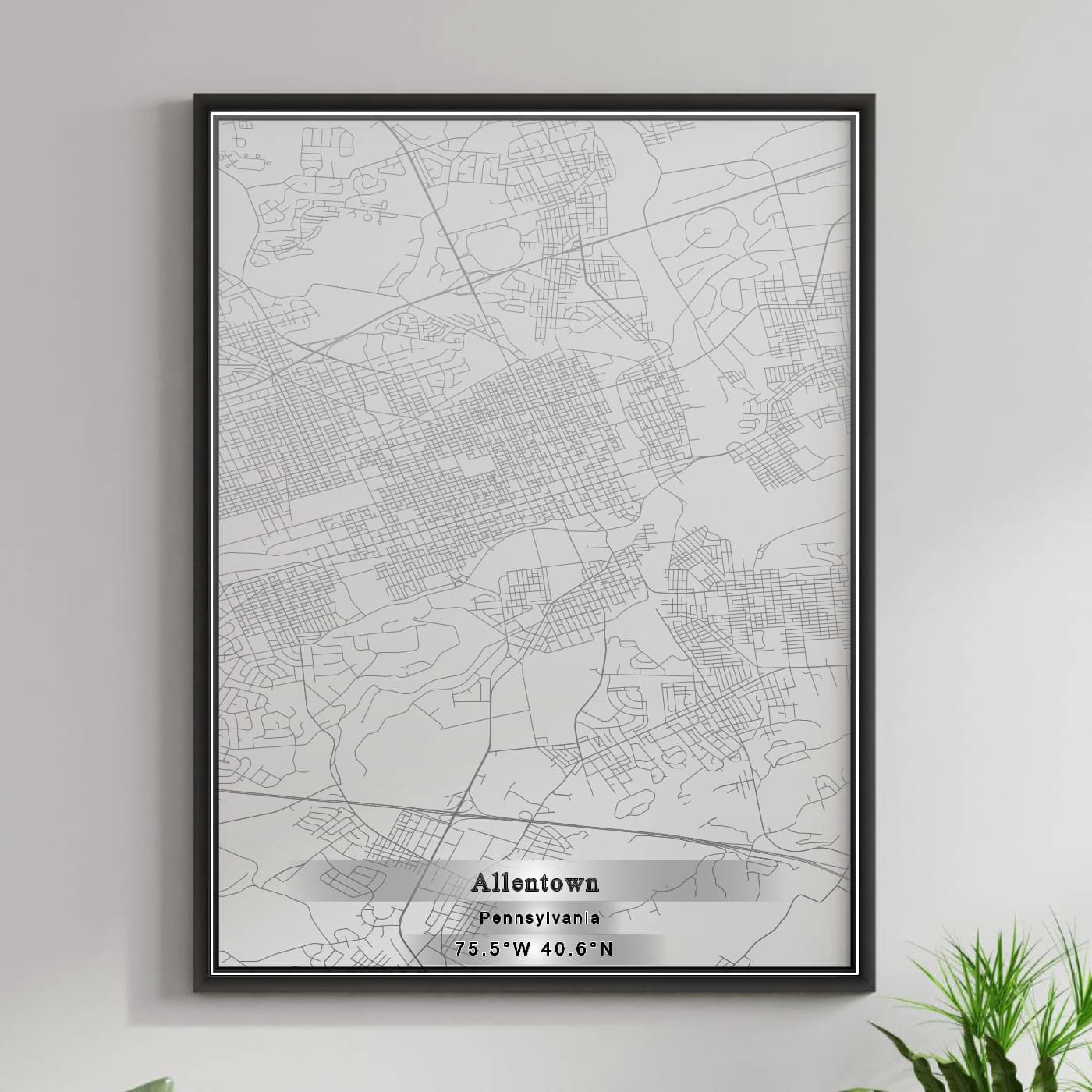 ROAD MAP OF ALLENTOWN, PENNSYLVANIA BY MAPBAKES