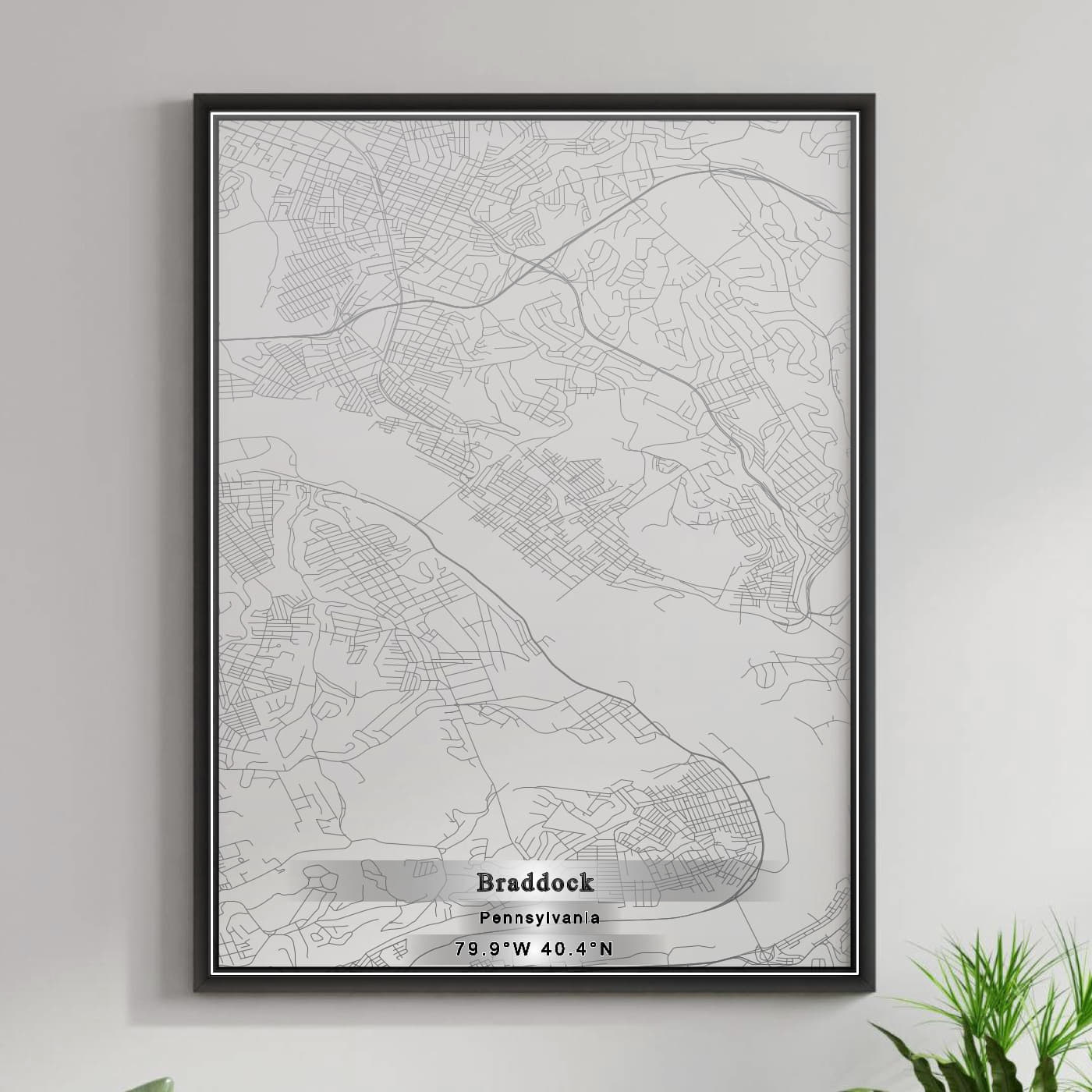 ROAD MAP OF BRADDOCK, PENNSYLVANIA BY MAPBAKES