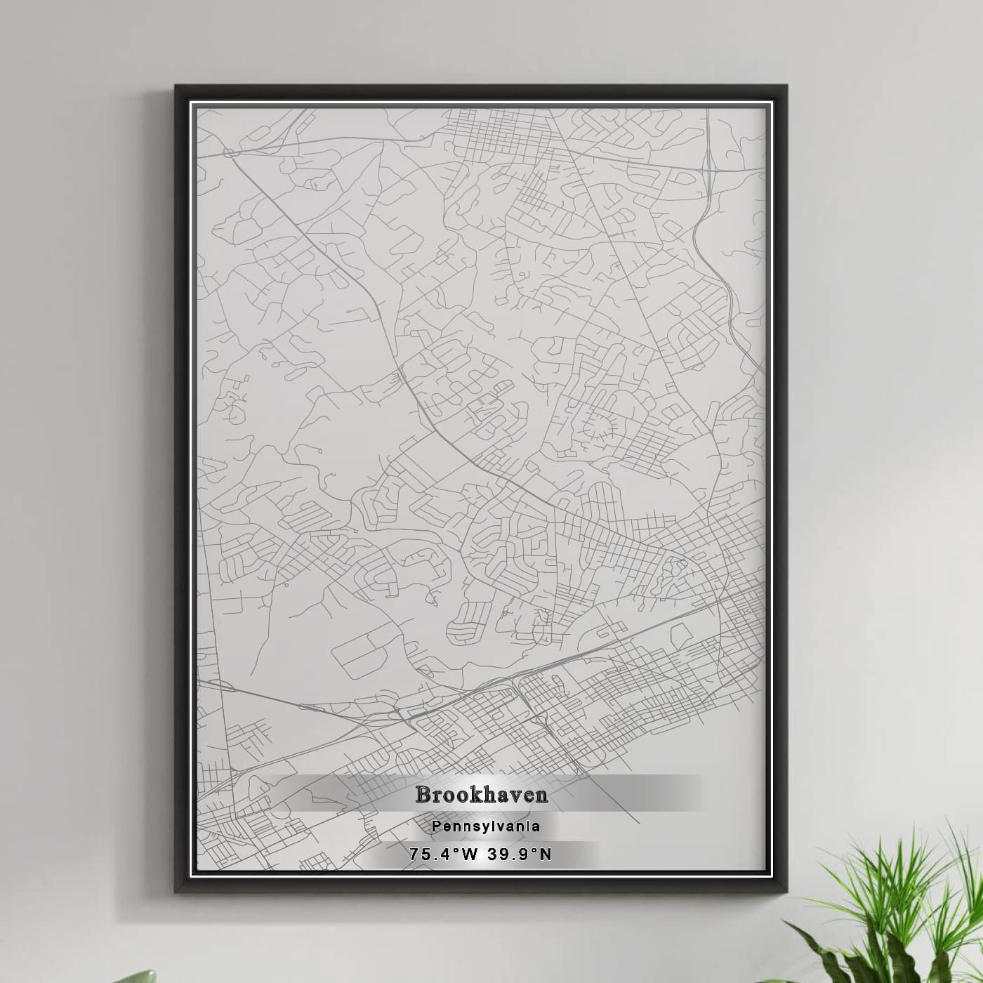 ROAD MAP OF BROOKHAVEN, PENNSYLVANIA BY MAPBAKES