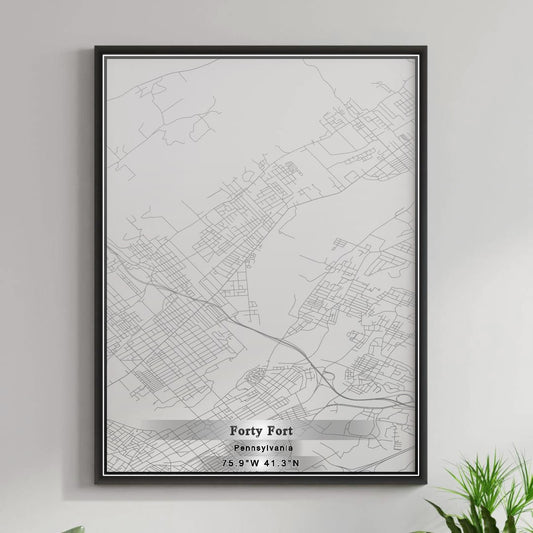 ROAD MAP OF FORTY FORT, PENNSYLVANIA BY MAPBAKES