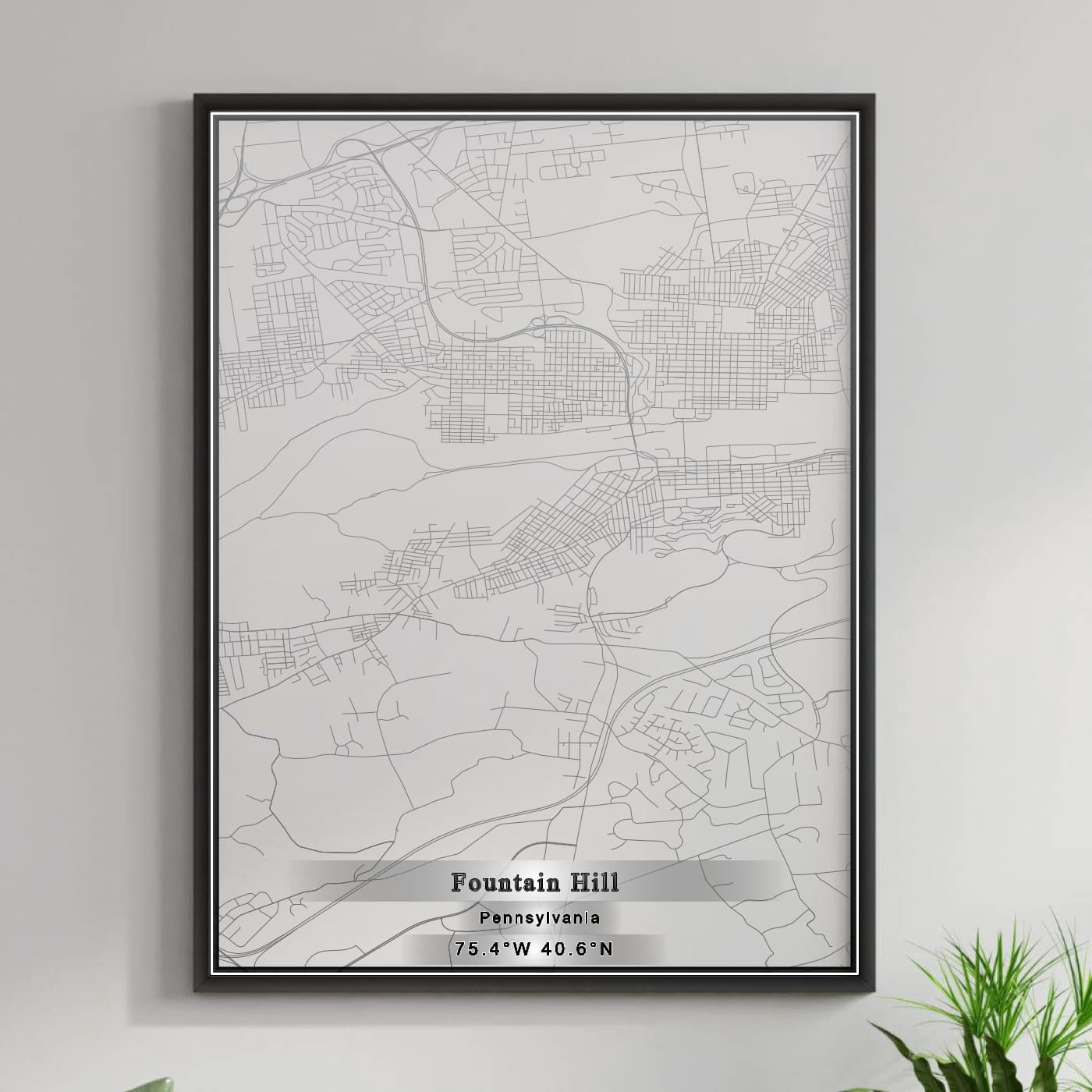 ROAD MAP OF FOUNTAIN HILL, PENNSYLVANIA BY MAPBAKES