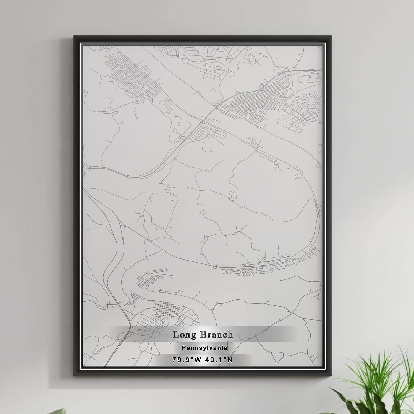 ROAD MAP OF LONG BRANCH, PENNSYLVANIA BY MAPBAKES