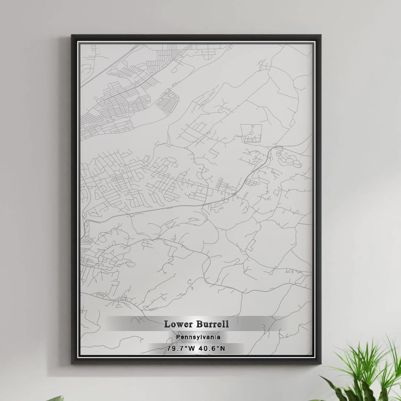 ROAD MAP OF LOWER BURRELL, PENNSYLVANIA BY MAPBAKES