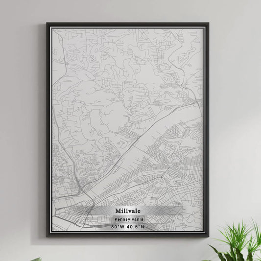 ROAD MAP OF MILLVALE, PENNSYLVANIA BY MAPBAKES