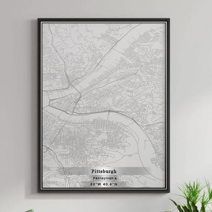 ROAD MAP OF PITTSBURGH, PENNSYLVANIA BY MAPBAKES