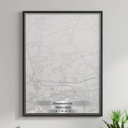 ROAD MAP OF PLEASUREVILLE, PENNSYLVANIA BY MAPBAKES